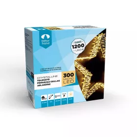   Crystalline KAT 501 WW Kültéri toldható fémvázas csillag ablakdísz, 30 cm átmérő, 300 db micro MELEG FEHÉR LED-del, átlátszó kábel