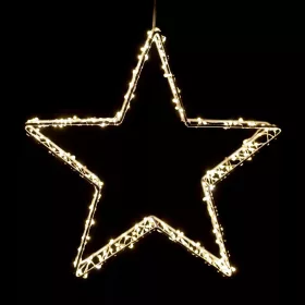   Crystalline KAT 501 WW Kültéri toldható fémvázas csillag ablakdísz, 30 cm átmérő, 300 db micro MELEG FEHÉR LED-del, átlátszó kábel