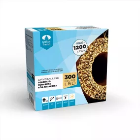   Crystalline KAT 504 WW Kültéri toldható fémvázas kör ablakdísz, 30 cm átmérő, 300 db micro MELEG FEHÉR LED-del, átlátszó kábel