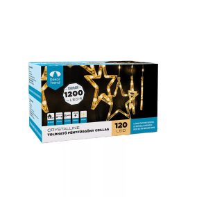  Crystalline KAT 521 WW Kültéri toldható LED CSILLAG fényfüggöny, 120 x 80 cm, 120 db MELEG FEHÉR LED-del, átlátszó kábel