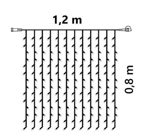 Crystalline KAT 521 WW Kültéri toldható LED CSILLAG fényfüggöny, 120 x 80 cm, 120 db MELEG FEHÉR LED-del, átlátszó kábel