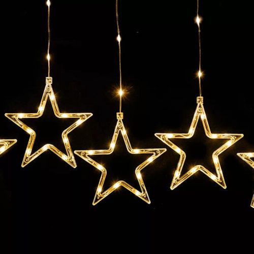 Crystalline KAT 521 WW Kültéri toldható LED CSILLAG fényfüggöny, 120 x 80 cm, 120 db MELEG FEHÉR LED-del, átlátszó kábel