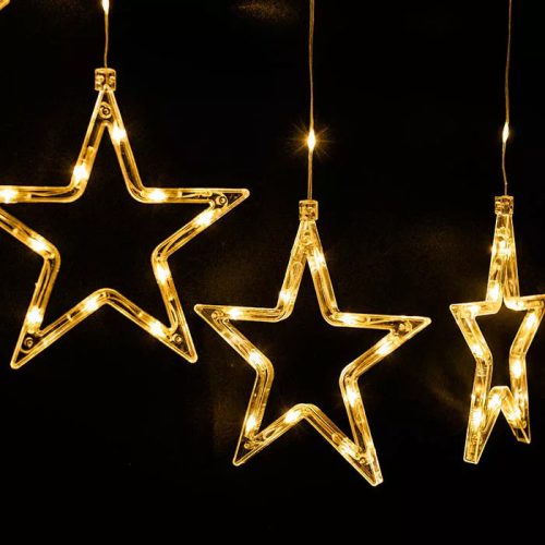 Crystalline KAT 521 WW Kültéri toldható LED CSILLAG fényfüggöny, 120 x 80 cm, 120 db MELEG FEHÉR LED-del, átlátszó kábel