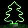 DekorTrend KDA 101 Beltéri vezeték nélküli elemes neonfényű fenyő ablakdísz, ZÖLD színben világít, 31 cm