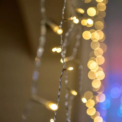 DekorTrend KDB 003 Kültéri ÁRKÁD Boltíves LED fényfüggöny átlátszó kábellel, 220 db MELEG FEHÉR LED-del, 200 x 200 cm