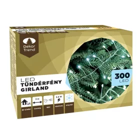   Dekortrend KDC 312 WH Beltéri hálózati tündérfény girland fényfüzér ezüst kábellel, 300 db HIDEG FEHÉR LED-del, 3 m