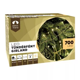   Dekortrend KDC 711 WW Beltéri hálózati tündérfény girland fényfüzér ezüst kábellel, 700 db MELEG FEHÉR LED-del, 7 m