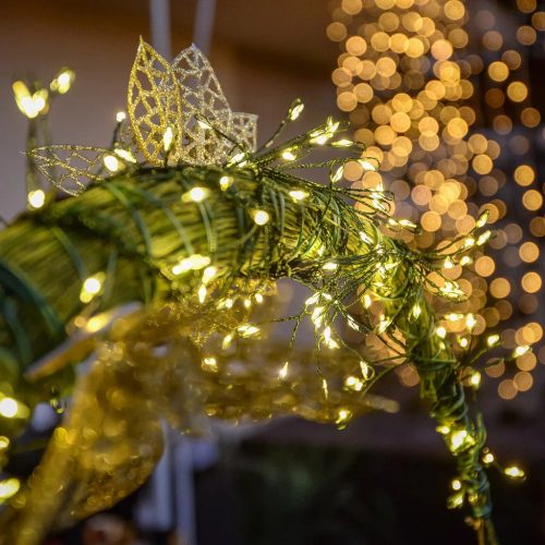 Dekortrend KDC 713 WW Kültéri hálózati tündérfény girland fényfüzér zöld kábellel, 700 db MELEG FEHÉR LED-del, 7 m