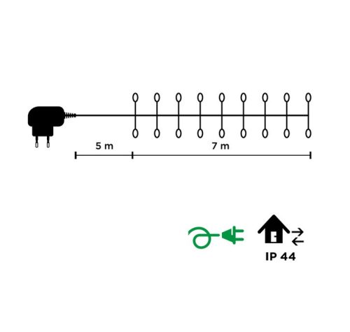 Dekortrend KDC 713 WW Kültéri hálózati tündérfény girland fényfüzér zöld kábellel, 700 db MELEG FEHÉR LED-del, 7 m