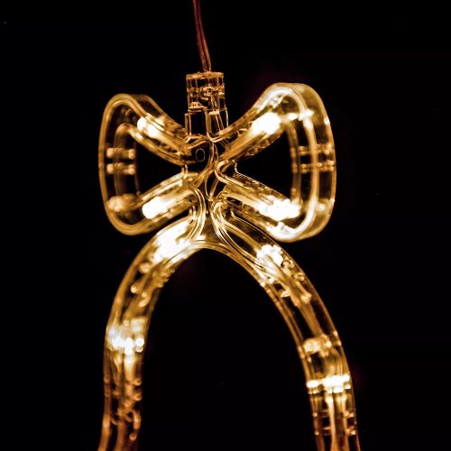 DekorTrend KDE 009 Beltéri elemes harang ablakdísz tapadókoronggal, 16 x 20 cm, 12 db MELEG FEHÉR LED-del
