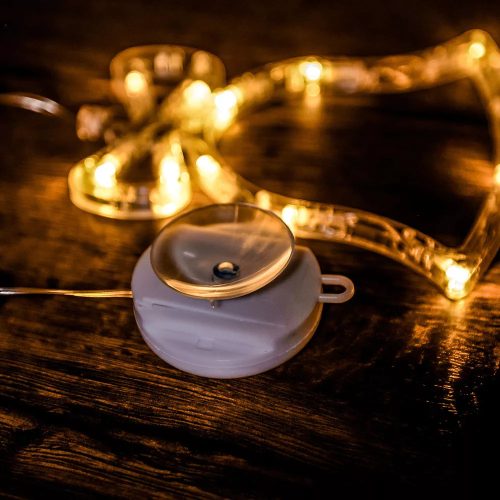 DekorTrend KDE 009 Beltéri elemes harang ablakdísz tapadókoronggal, 16 x 20 cm, 12 db MELEG FEHÉR LED-del