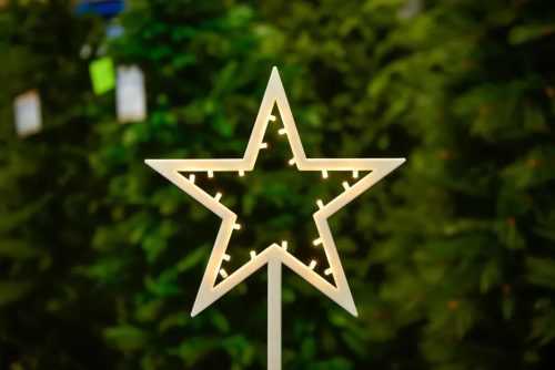 DekorTrend KDE 104 Beltéri elemes CSILLAG ABLAKDÍSZ, 20 db meleg fehér fényű leddel, 39 cm