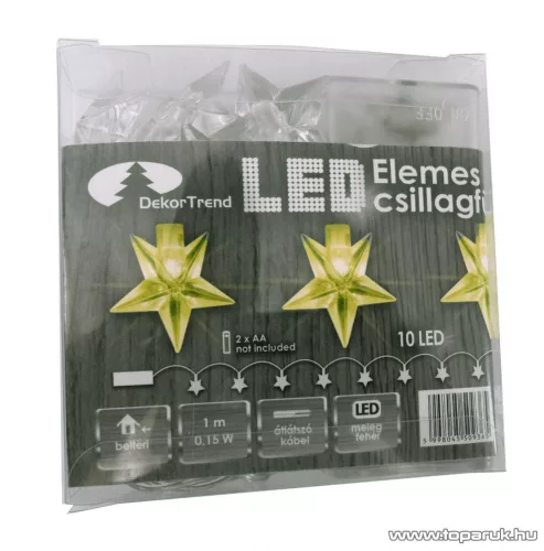 DekorTrend KDE 107 Beltéri ELEMES CSILLAGFÜZÉR, 10 db meleg fehér fényű leddel, 100 cm