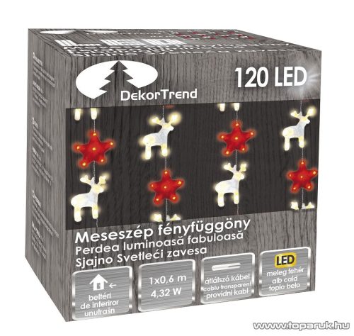 Design Dekor KDE 102 Beltéri LED-es MESESZÉP fényfüggöny, 120 db meleg fehér fényű leddel, 100 cm x 60 cm