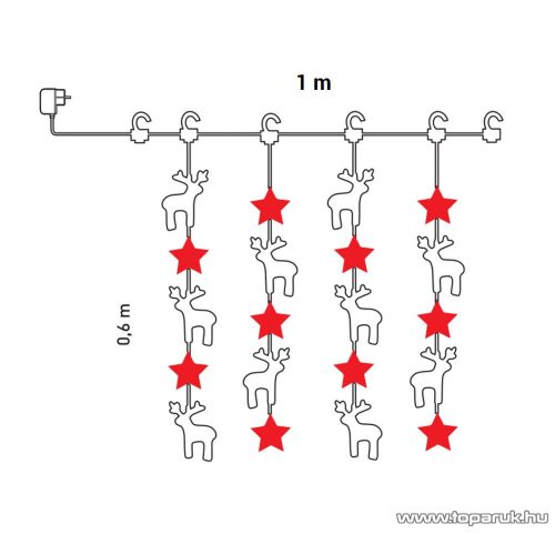 Design Dekor KDE 102 Beltéri LED-es MESESZÉP fényfüggöny, 120 db meleg fehér fényű leddel, 100 cm x 60 cm