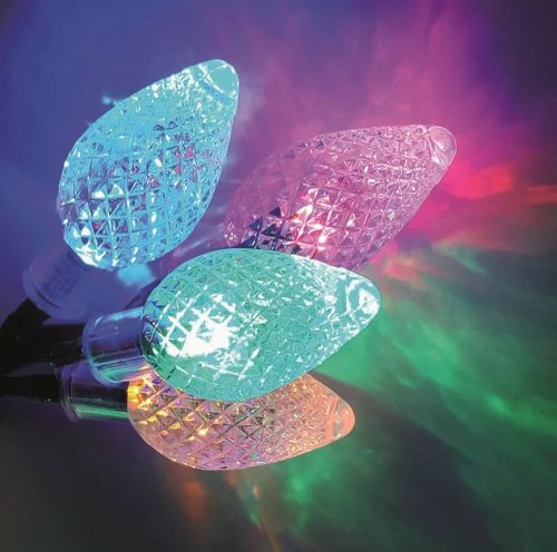 Design Dekor KDE 065 Kültéri 60 LED-es KRISTÁLYCSEPP fényfüzér, 12 m hosszú, zöld színű kábellel, színes (multi) világítással