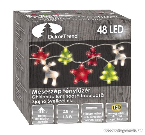 Design Dekor KDE 101 Beltéri LED-es MESESZÉP fényfüzér, 48 db meleg fehér fényű leddel, 1 m hosszú