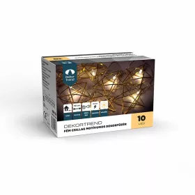   Dekortrend KDE 110 Beltéri elemes fém csillag motívumos dekorfüzér fényfüzér, 10 db MELEG FEHÉR LED-del, átlátszó kábel, 90 cm