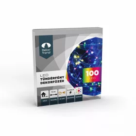   DekorTrend KDE 215 TÜNDÉRFÉNY DEKORFÜZÉR Beltéri elemes, LED-es fényfüzér, 10 m hosszú, 100 db (multi) színes LED-del, állófényű