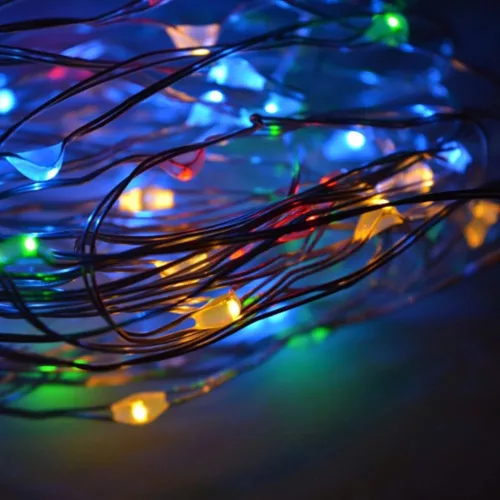 DekorTrend KDE 215 TÜNDÉRFÉNY DEKORFÜZÉR Beltéri elemes, LED-es fényfüzér, 10 m hosszú, 100 db (multi) színes LED-del, állófényű