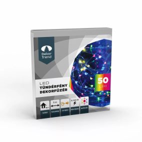   DekorTrend KDE 255 TÜNDÉRFÉNY DEKORFÜZÉR Beltéri elemes, LED-es fényfüzér, 5 m hosszú, 50 db (multi) színes LED-del, állófényű