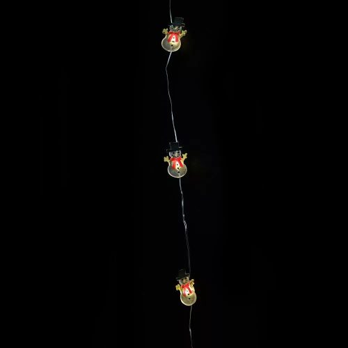 Dekortrend KDE 322 Beltéri elemes tündérfény fényfüzér hóemberrel, 20 db MELEG FEHÉR LED-del, ezüst színű rézkábellel, 200 cm