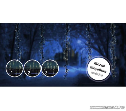 Design Dekor KDF 001 Kültéri LED-es METEOR FÉNYFÜGGÖNY mozgó fényeffekt funkció vezérlővel, 200 x 100 cm, 480 db hideg fehér LED-del