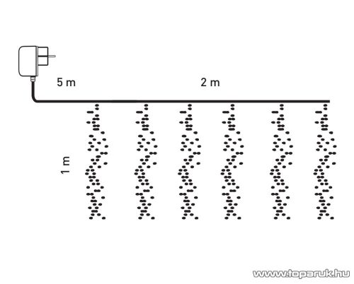 Design Dekor KDF 001 Kültéri LED-es METEOR FÉNYFÜGGÖNY mozgó fényeffekt funkció vezérlővel, 200 x 100 cm, 480 db hideg fehér LED-del