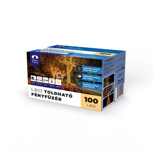 Design Dekor KDK 001 Kültéri toldható kontakt LED fényfüzér, 5 m hosszú, 50 db melegfehér LED-del