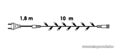 Design Dekor KDK 004 Kültéri toldható kontakt LED fényfüzér, 10 m hosszú, 100 db hidegfehér LED-del