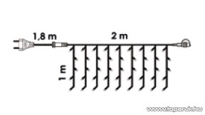 Design Dekor KDK 010 Kültéri toldható kontakt LED fényfüggöny, 200 x 100 cm, 140 db melegfehér LED-del