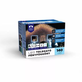   Design Dekor KDK 012 Kültéri toldható kontakt LED fényfüggöny, 100 x 200 cm, 140 db hidegfehér LED-del