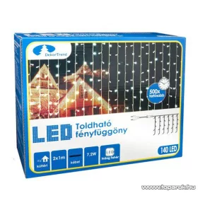   Design Dekor KDK 012 Kültéri toldható kontakt LED fényfüggöny, 100 x 200 cm, 140 db hidegfehér LED-del