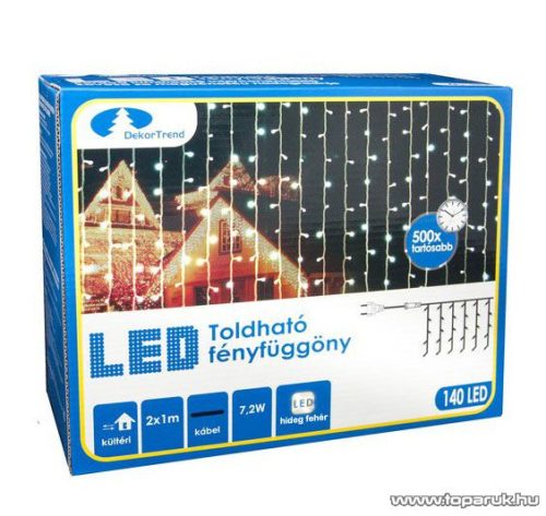 Design Dekor KDK 012 Kültéri toldható kontakt LED fényfüggöny, 100 x 200 cm, 140 db hidegfehér LED-del