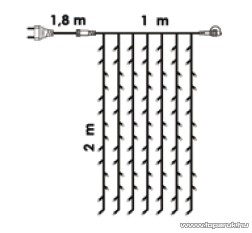 Design Dekor KDK 012 Kültéri toldható kontakt LED fényfüggöny, 100 x 200 cm, 140 db hidegfehér LED-del