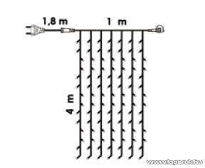 Design Dekor KDK 014 Kültéri toldható kontakt LED fényfüggöny, 100 x 400 cm, 280 db hidegfehér LED-del