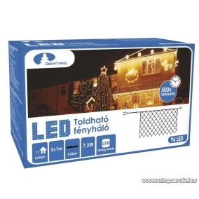   Design Dekor KDK 017 Kültéri toldható kontakt LED fényháló, 200 x 100 cm, 96 db hidegfehér LED-del
