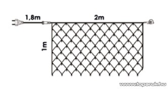 Design Dekor KDK 017 Kültéri toldható kontakt LED fényháló, 200 x 100 cm, 96 db hidegfehér LED-del
