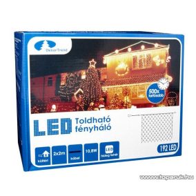   Design Dekor KDK 018 Kültéri toldható kontakt LED fényháló, 200 x 200 cm, 192 db hidegfehér LED-del