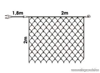 Design Dekor KDK 018 Kültéri toldható kontakt LED fényháló, 200 x 200 cm, 192 db hidegfehér LED-del