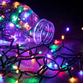   Dekortrend KDK 022 Kültéri színváltós toldható LED fényfüzér fekete kábellel, 100 db multi SZÍNES LED-del, 10 méter