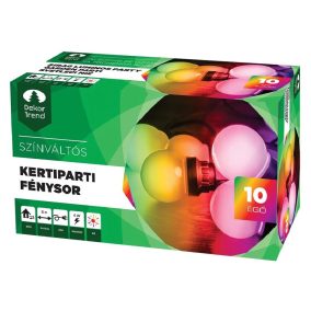   Dekortrend KDK 306 Kültéri színváltós toldható kertiparti fénysor fényfüzér fekete kábellel, 10 égő multi SZÍNES RGB LED-del, 5 méter