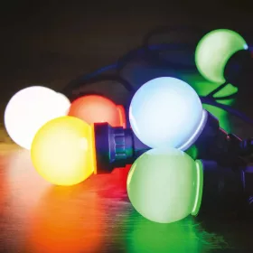   Dekortrend KDK 306 Kültéri színváltós toldható kertiparti fénysor fényfüzér fekete kábellel, 10 égő multi SZÍNES RGB LED-del, 5 méter