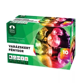   Dekortrend KDK 316 Kültéri színváltós toldható varázskert fénysor fényfüzér fekete kábellel, 10 égő multi SZÍNES LED-del, 5 méter