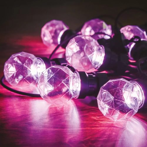 Dekortrend KDK 316 Kültéri színváltós toldható varázskert fénysor fényfüzér fekete kábellel, 10 égő multi SZÍNES LED-del, 5 méter