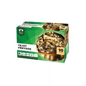   Dekortrend KDK 402 Kültéri toldható hálózati tejút fénysor fényfüzér fekete kábellel, 10 db égő MELEG FEHÉR LED-del,  5 méter