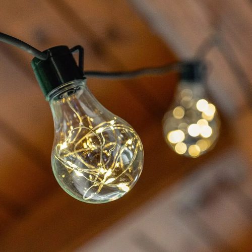 Dekortrend KDK 402 Kültéri toldható hálózati tejút fénysor fényfüzér fekete kábellel, 10 db égő MELEG FEHÉR LED-del,  5 méter