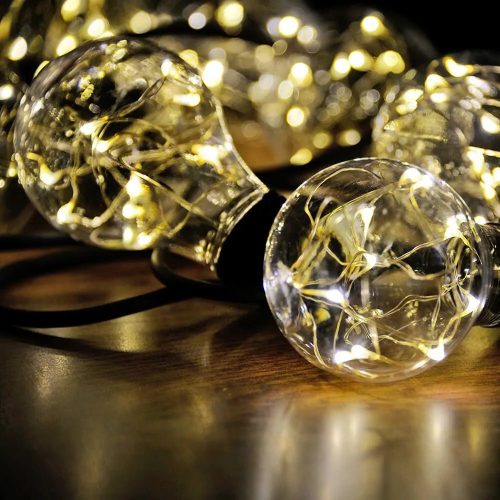 Dekortrend KDK 402 Kültéri toldható hálózati tejút fénysor fényfüzér fekete kábellel, 10 db égő MELEG FEHÉR LED-del,  5 méter