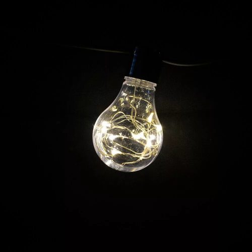 Dekortrend KDK 402 Kültéri toldható hálózati tejút fénysor fényfüzér fekete kábellel, 10 db égő MELEG FEHÉR LED-del,  5 méter