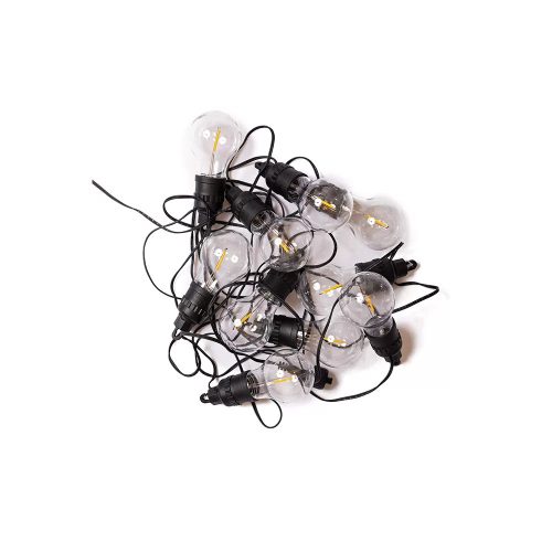 Dekortrend KDK 502 Kültéri toldható Aurora Pear fényfüzér, 10 égő, MELEG FEHÉR LED-del, fekete kábel, 5 méter